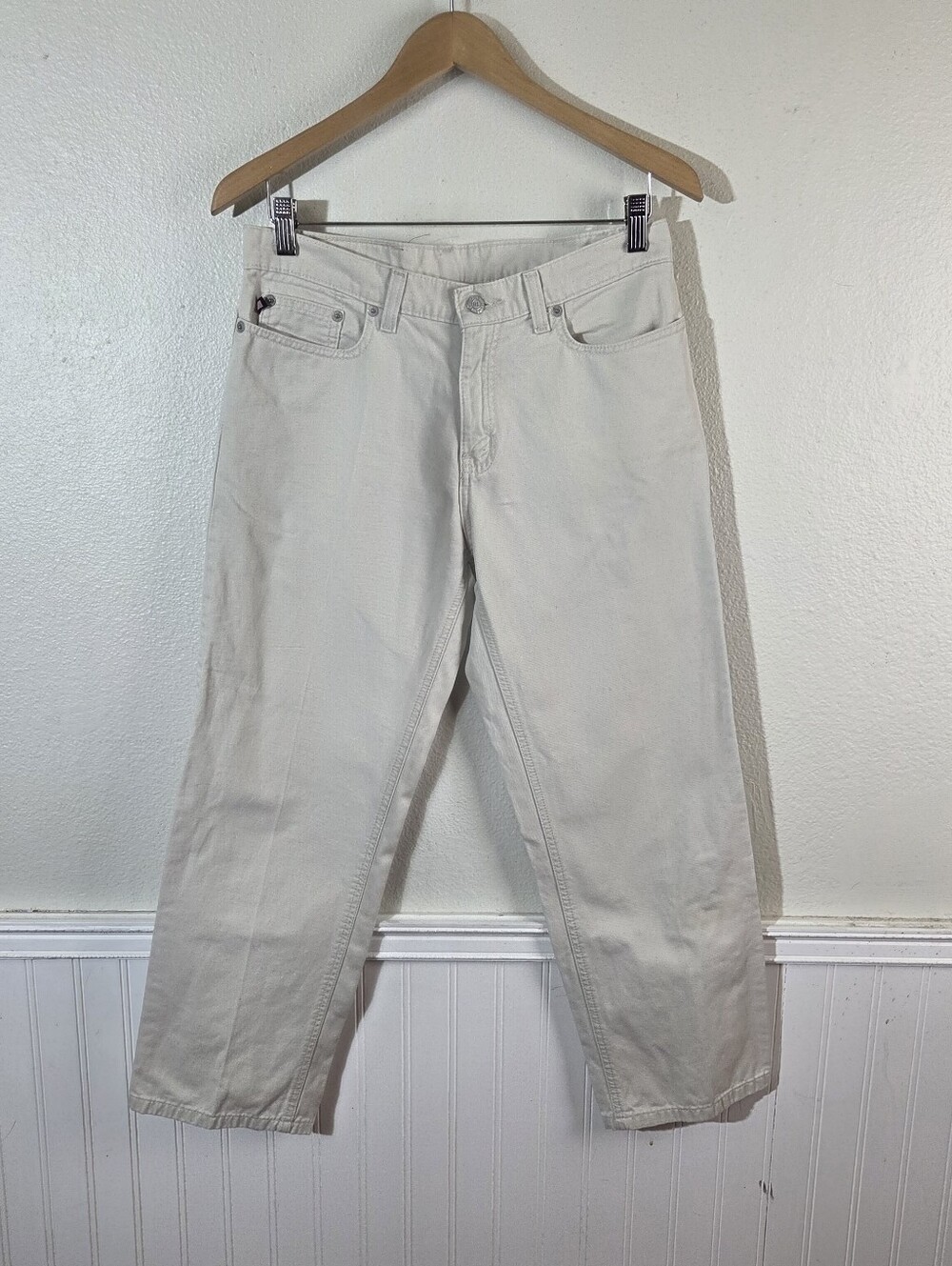 Vintage Polo Jeans Co Ralph Lauren Cropped Saturday Jean Cream Size 6 Y2K